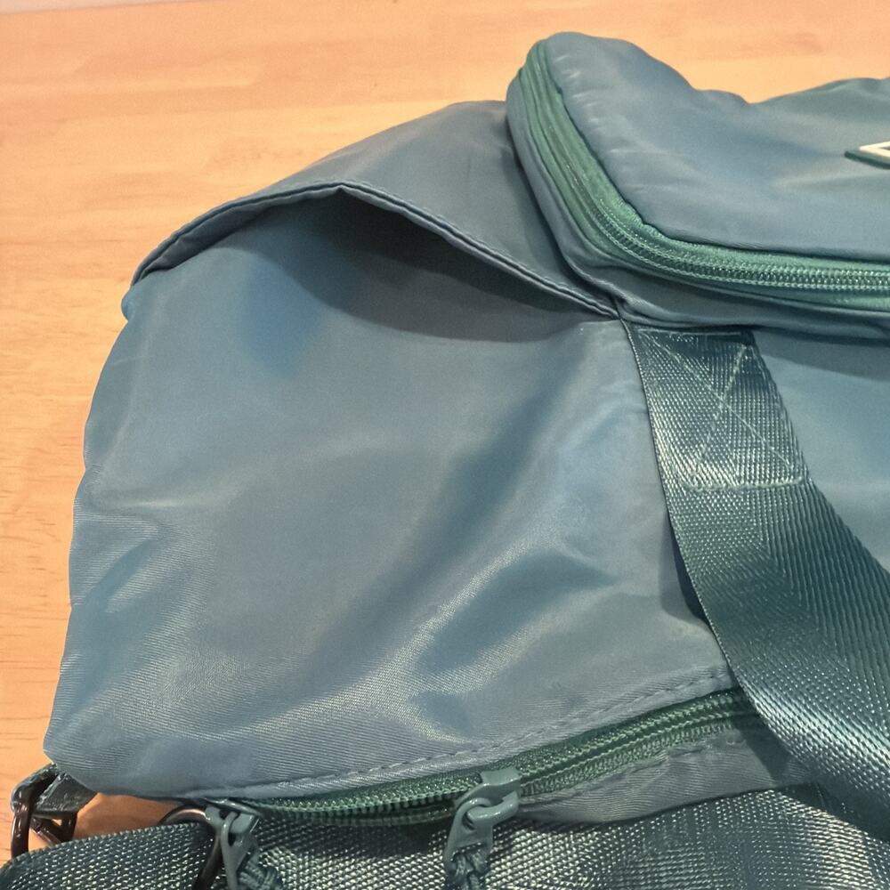 The Foldie Travel Bag 40L Teal Pockets Foldable Trolley Sleeve Carry On Expandab - Picture 11 of 15